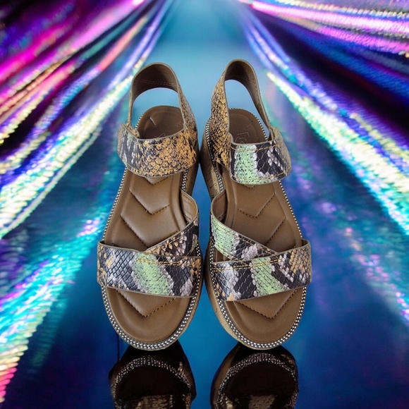 Franco Sarto Woman's size 6M faux Snake print. Velcro closure strap. See more... - Picture 4 of 10